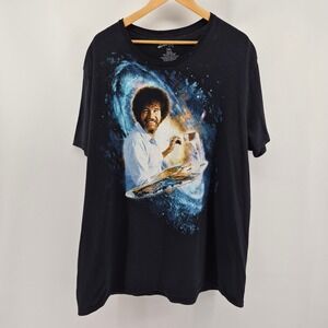 Bob Ross Galaxy Painting TShirt‎ Men's 2XL Black Cotton